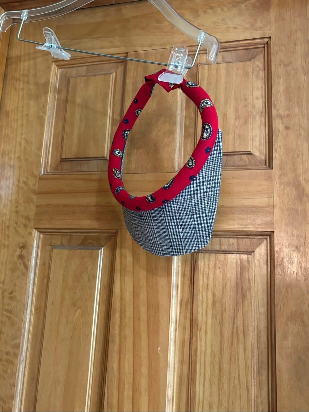 Red Paisley Trim Plaid Visor - Women Accessories